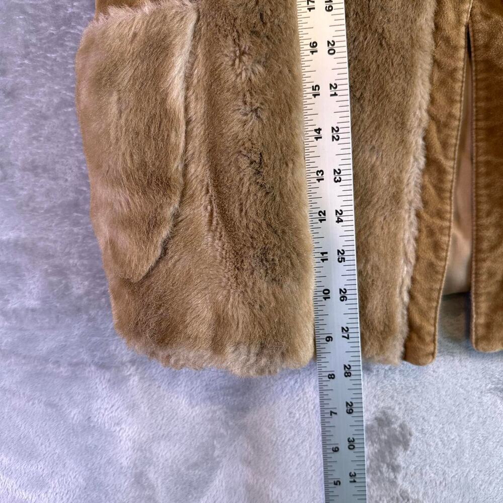 Vintage Grandella Faux Fur Coat Womens Size 12 Brown Plush Jacket Retro - Picture 6 of 6